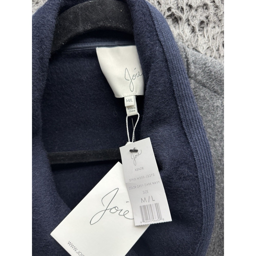 Revolve Joie Kenzie Cape Jacket Oversized Blue Gray Wool Cashmere Blend M/L $598 - Picture 4 of 10